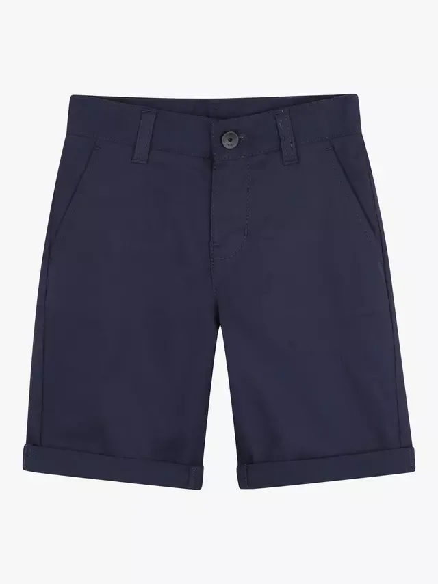 Детские хлопковые шорты-чиносы из смесовой хлопковой ткани HUGO BOSS, Navy