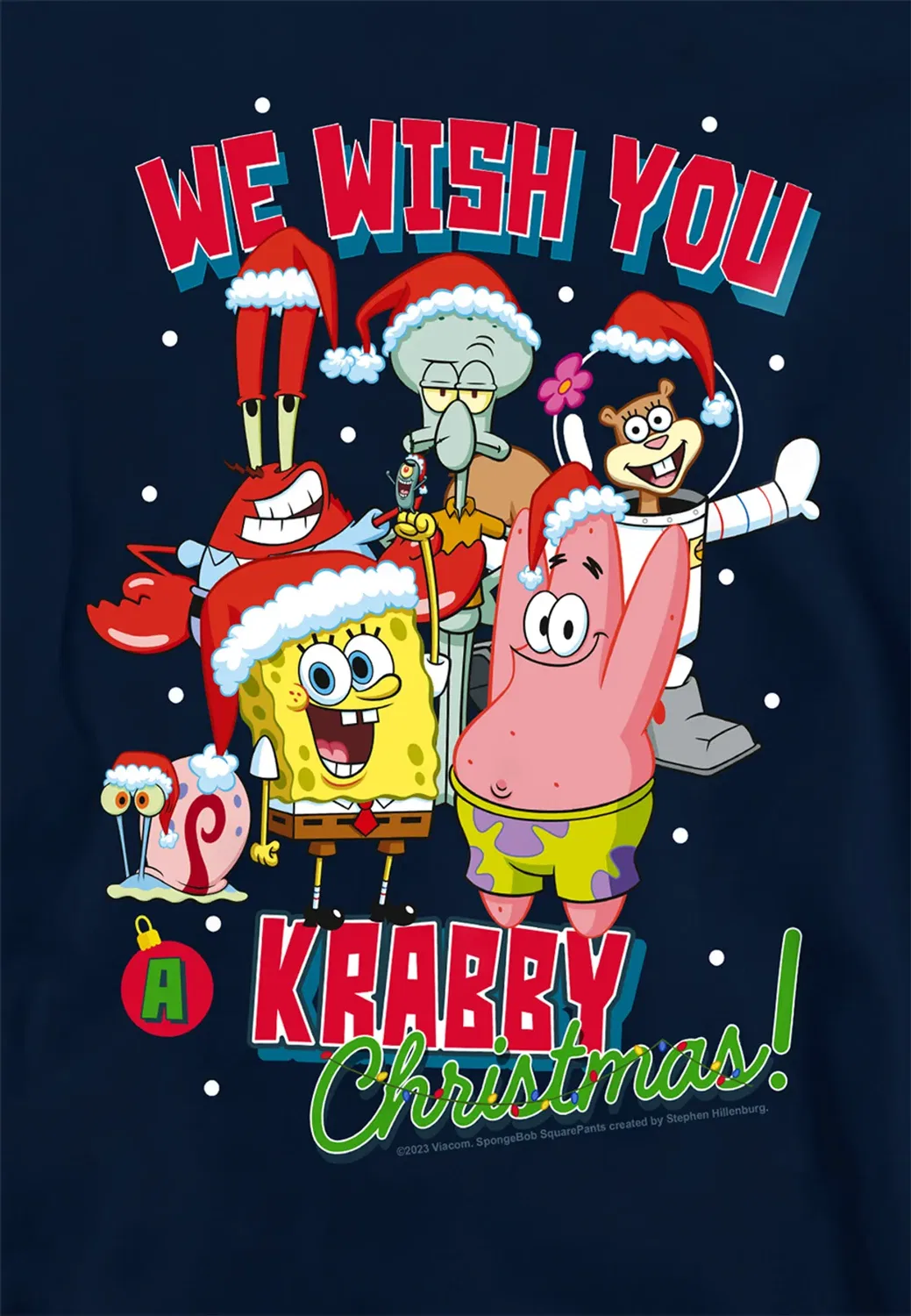 Детский худи с принтом Spongebob Crabby Christmas Nickelodeon, Navy — фото 2