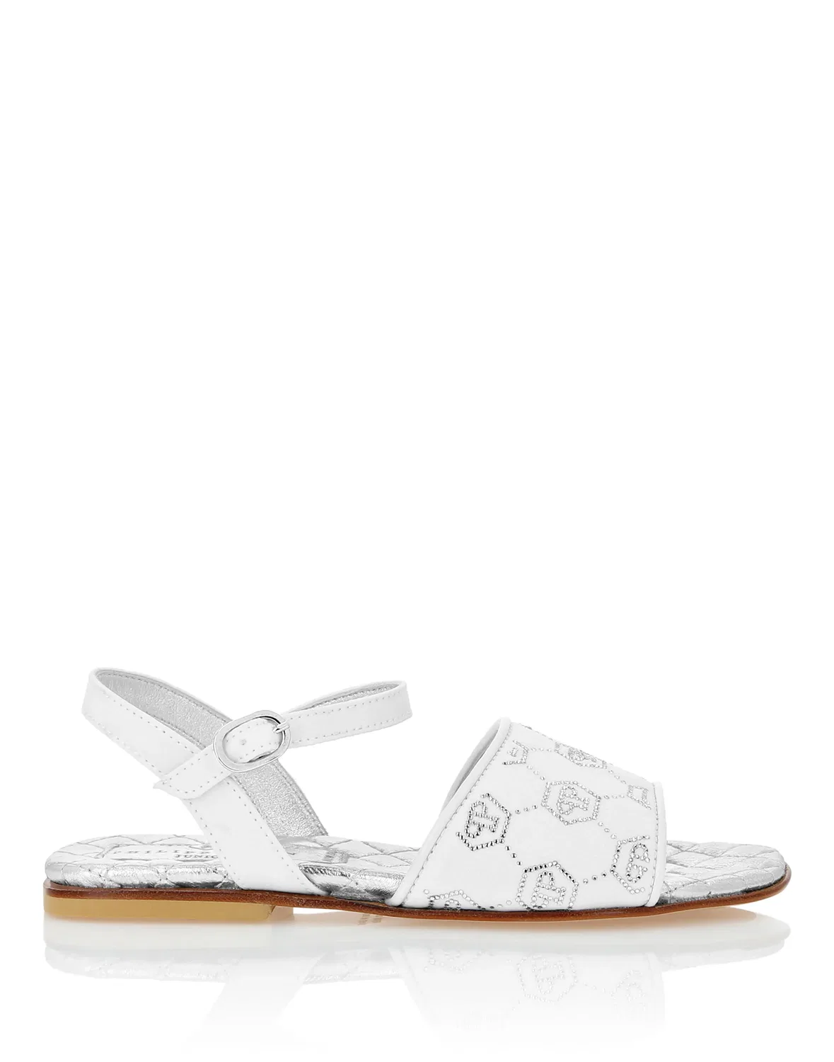Детские сандалии с открытым носом Monogram Strass PHILIPP PLEIN, White — фото 2