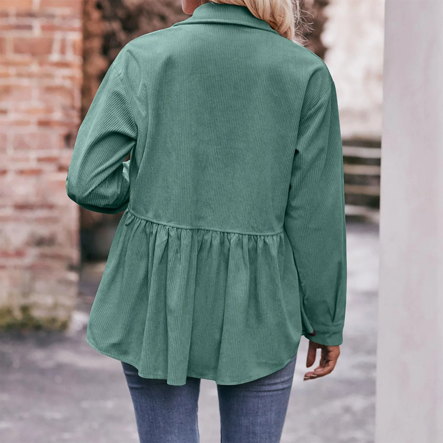 Женская куртка из вельвета с длинным рукавом Lino Donna, Verde — фото 2