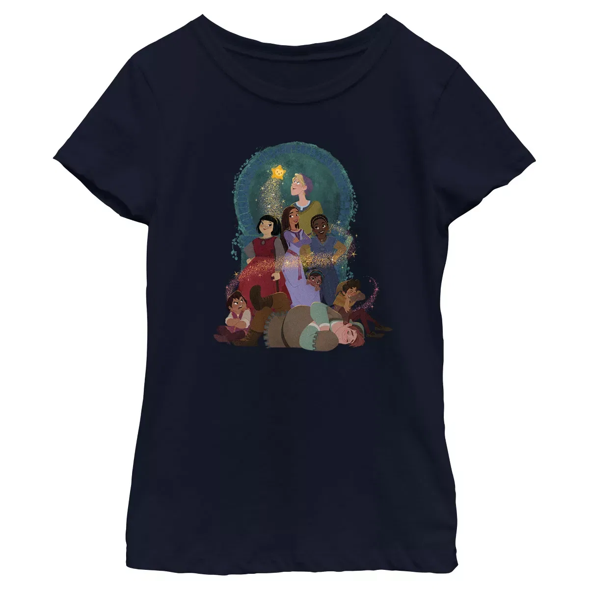 Детская футболка для девочек с принтом Asha and the Teens Disney Heather Navy