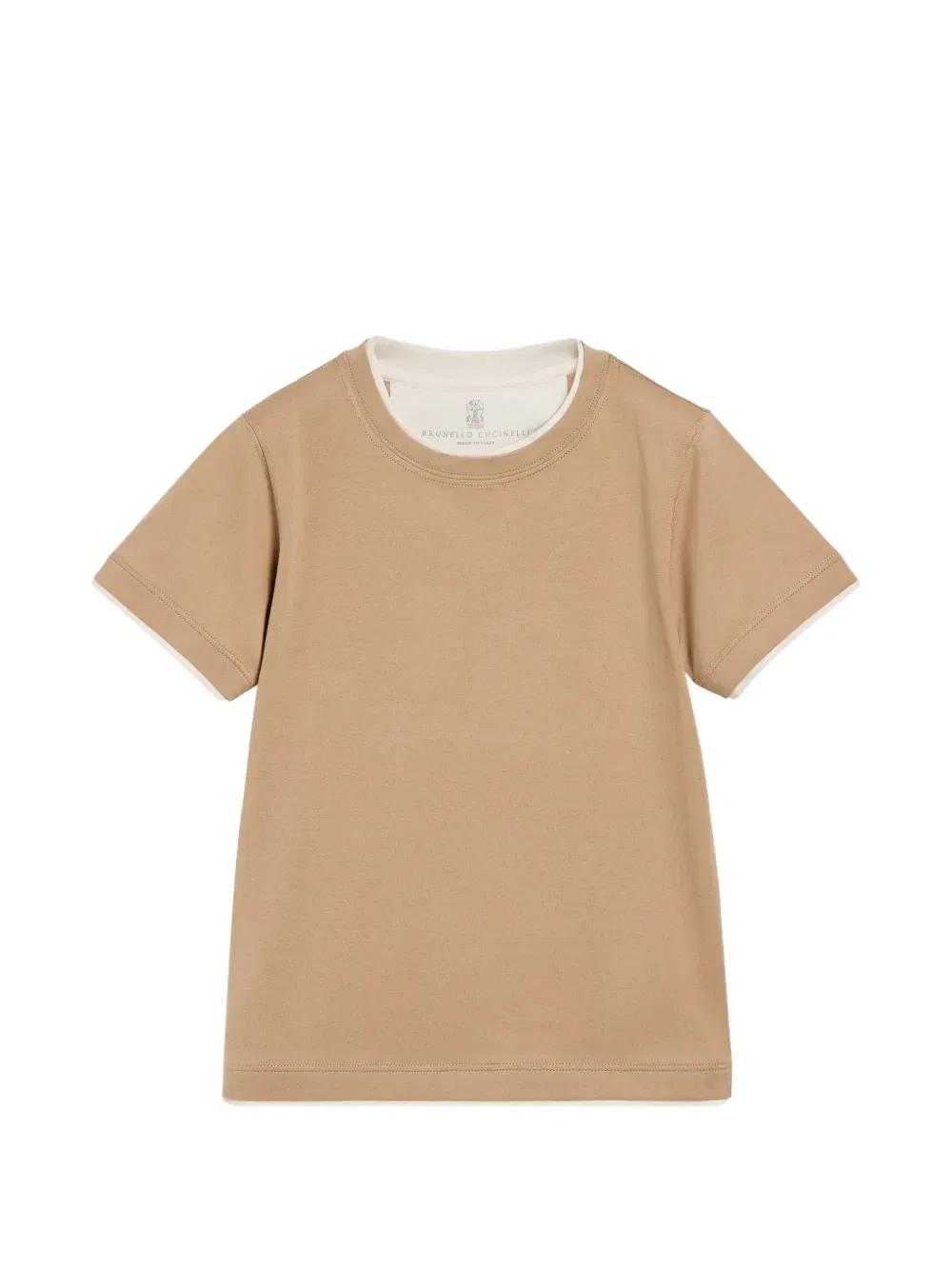 Футболка из джерси с искусственным слоем Brunello Cucinelli Kids, бежевый