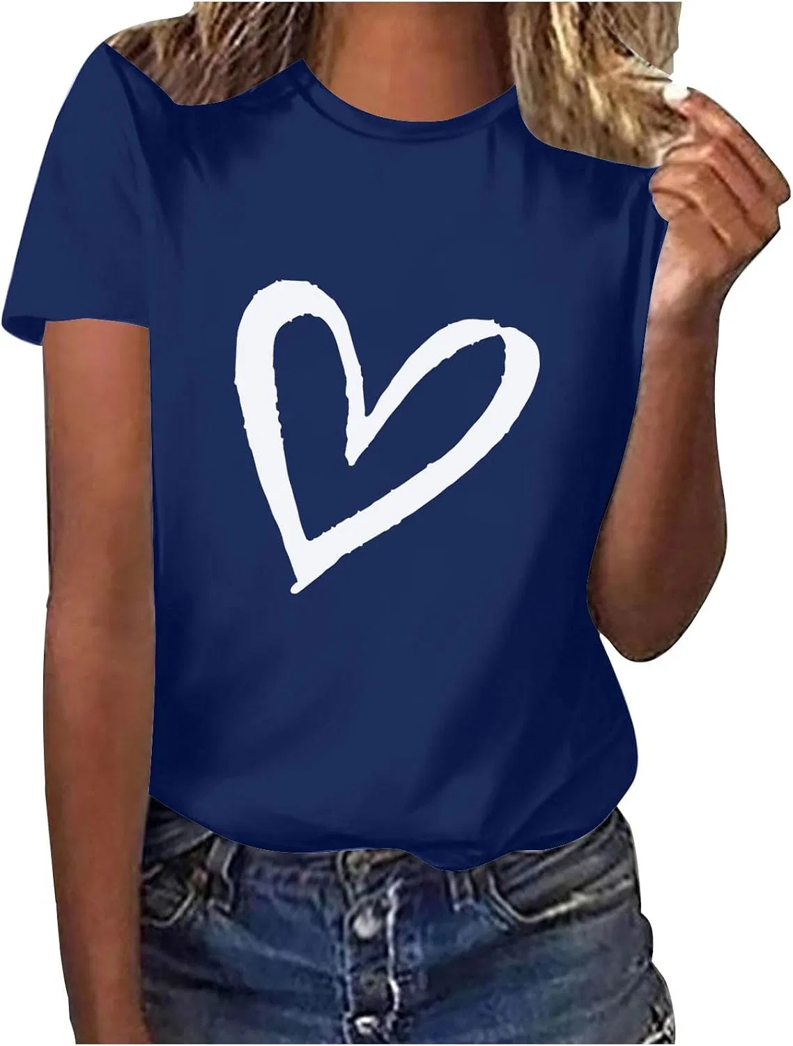 Женская футболка с принтом Heart Print, синий