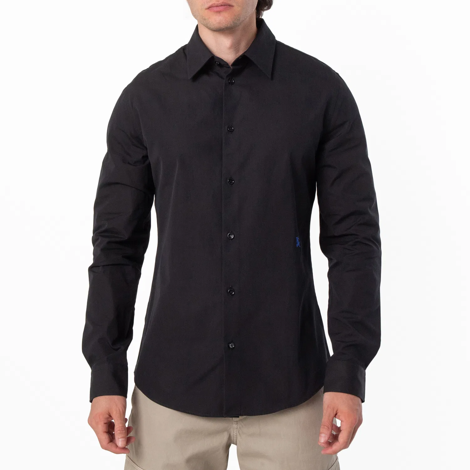 Рубашка с длинным рукавом Long-Sleeved Cotton EKD Dress Shirt Burberry, Black