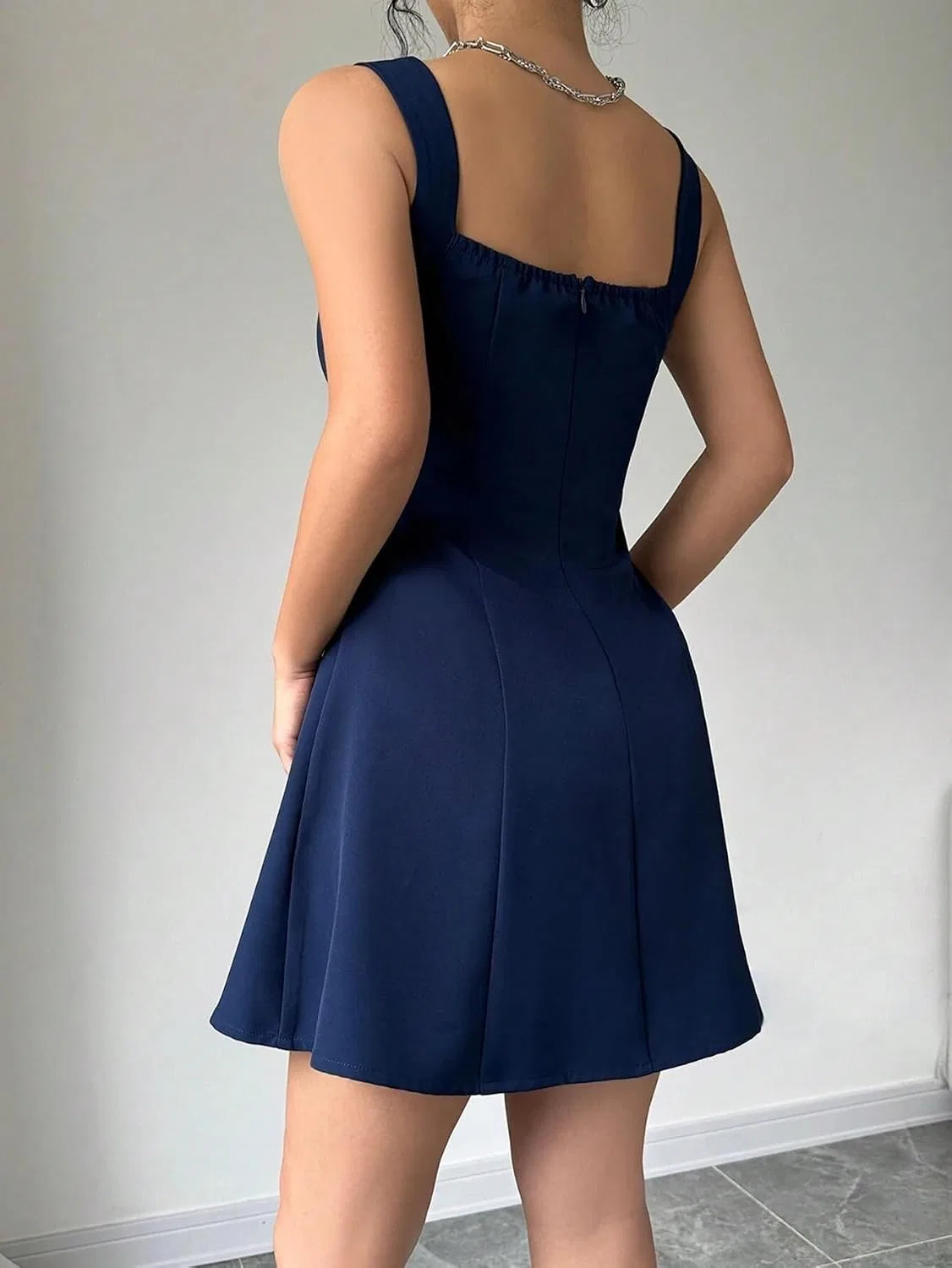 Женское повседневное платье A-силуэта без рукавов, Navy Blue — фото 2