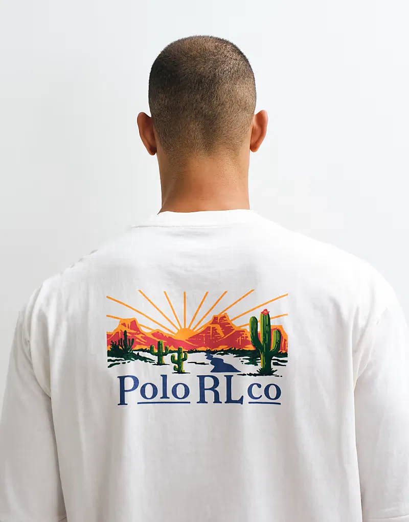 Футболка Polo Ralph Lauren с графическим принтом на спине, белая — фото 2