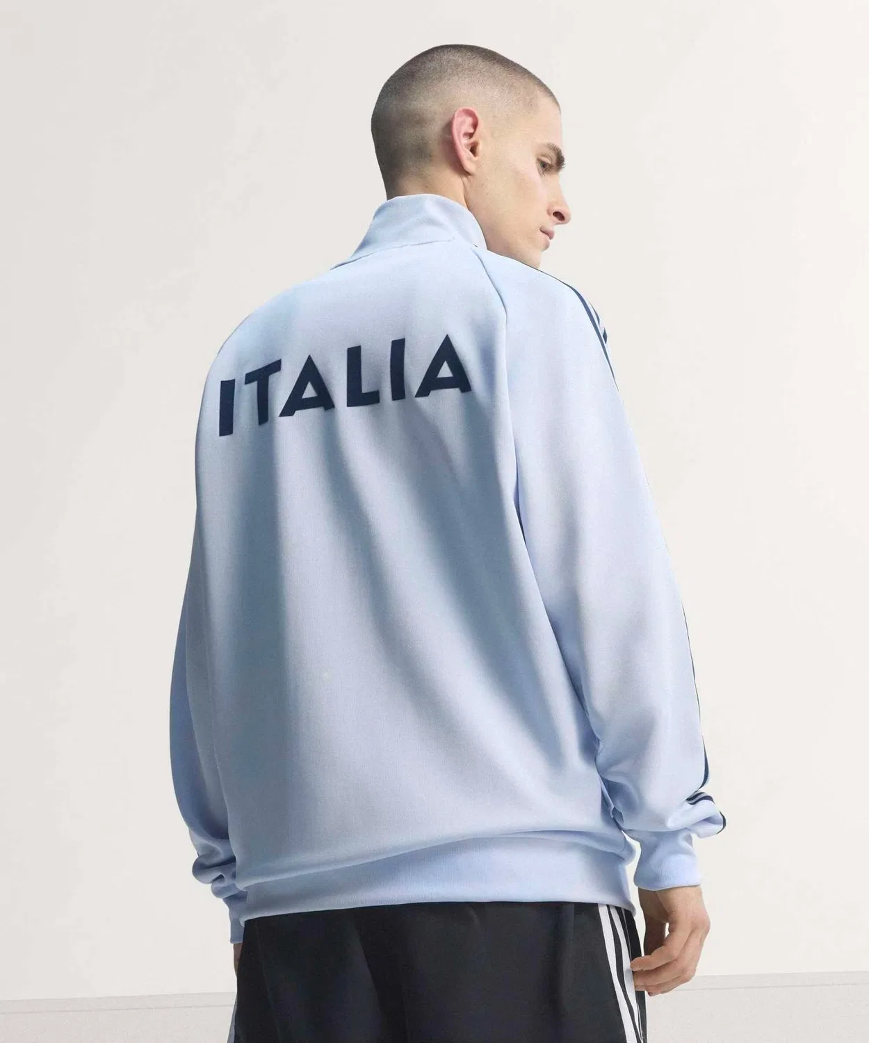 Мужской трек-топ с принтом, модель Италия Ориджиналс Adidas, Blue — фото 3