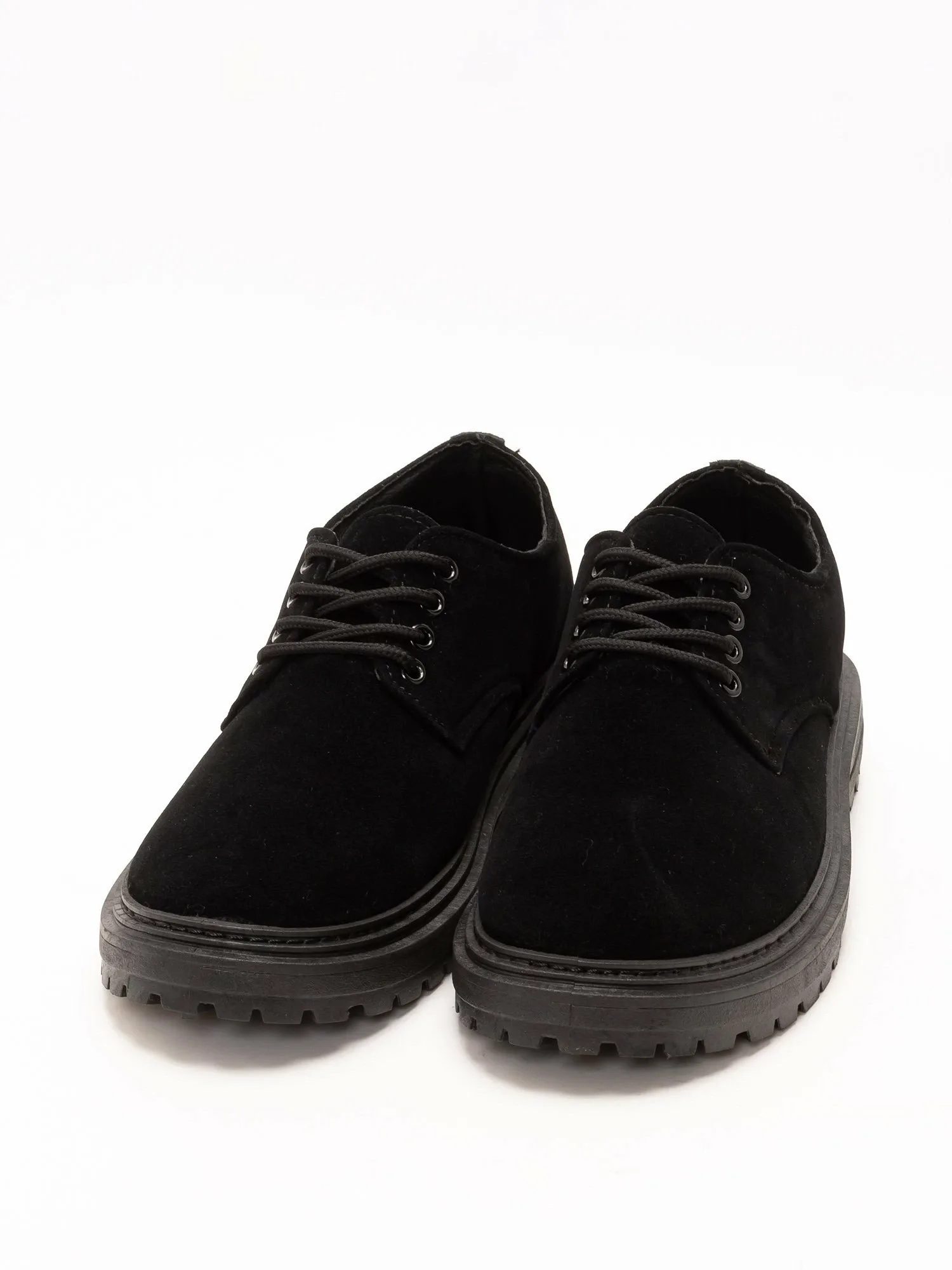 Туфли на платформе с четырьмя отверстиями и шнуровкой SVEC, Black suede — фото 2