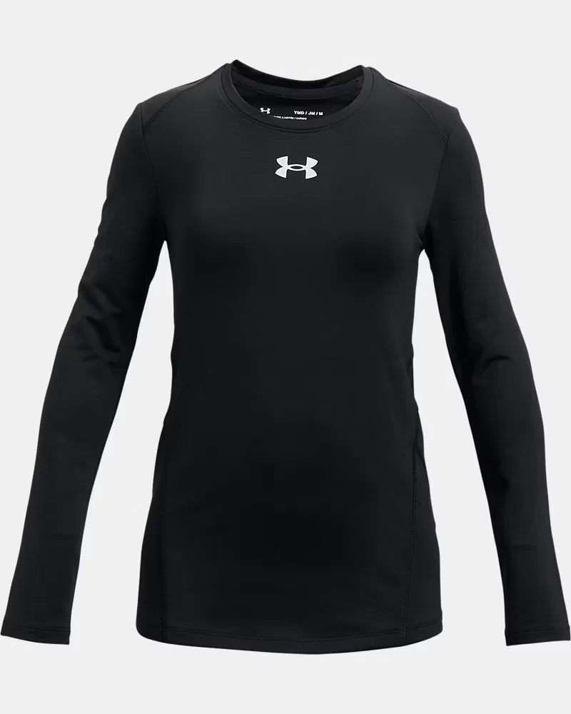 Лонгслив для девочек приталенного кроя с быстросохнущей тканью ColdGear UnderArmour, Black/White