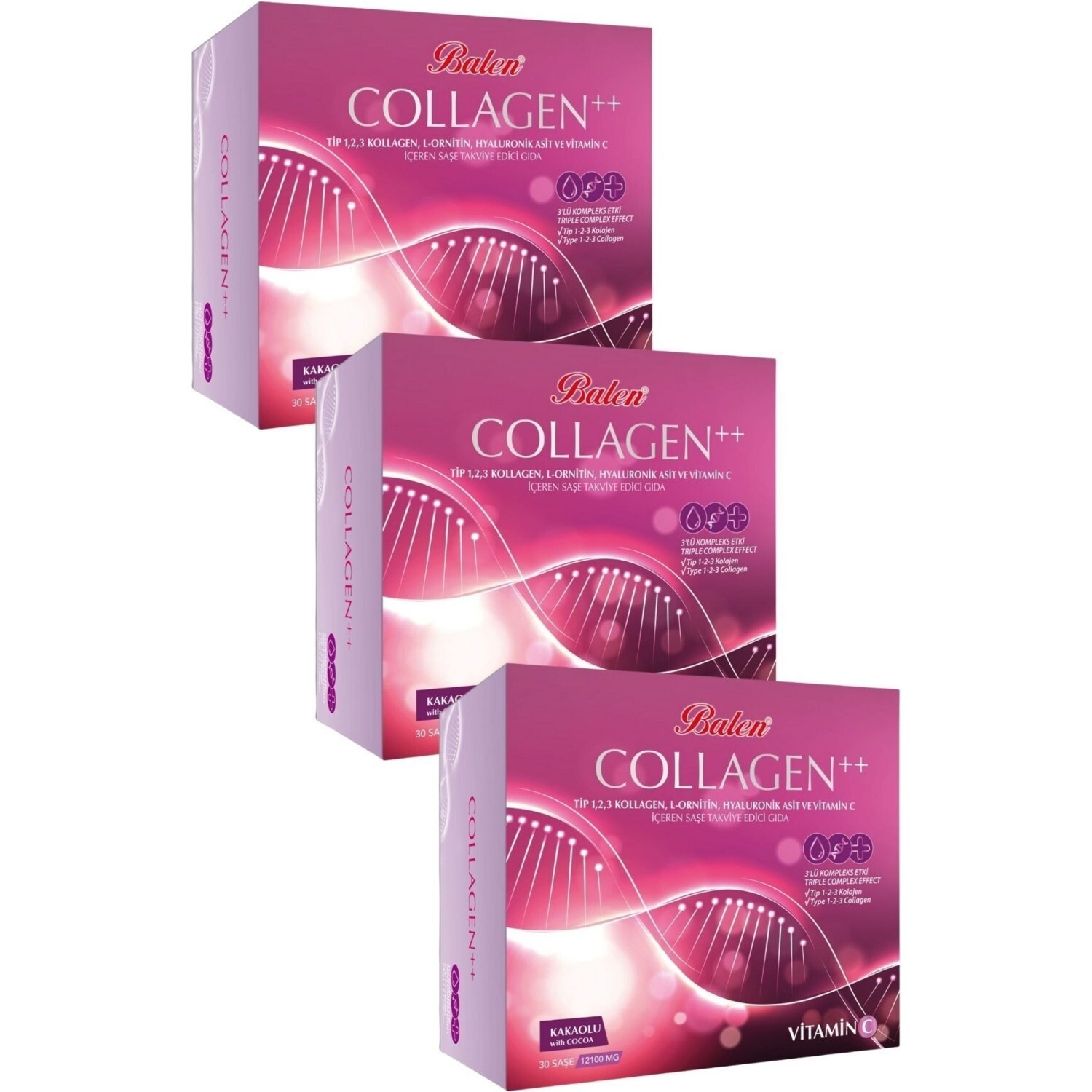 

Добавка Balen Collagen 12100 мг, 3упаковки по 30 капсул