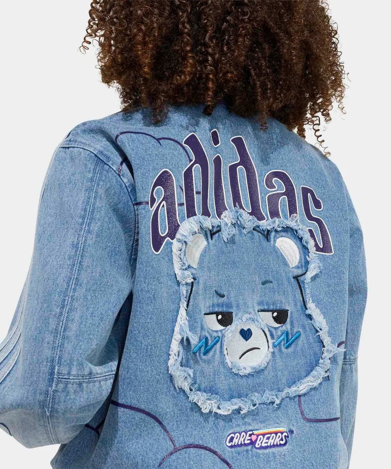 Детская джинсовая куртка свободного кроя с молнией Care Bears x Adidas Originals, Blue — фото 4