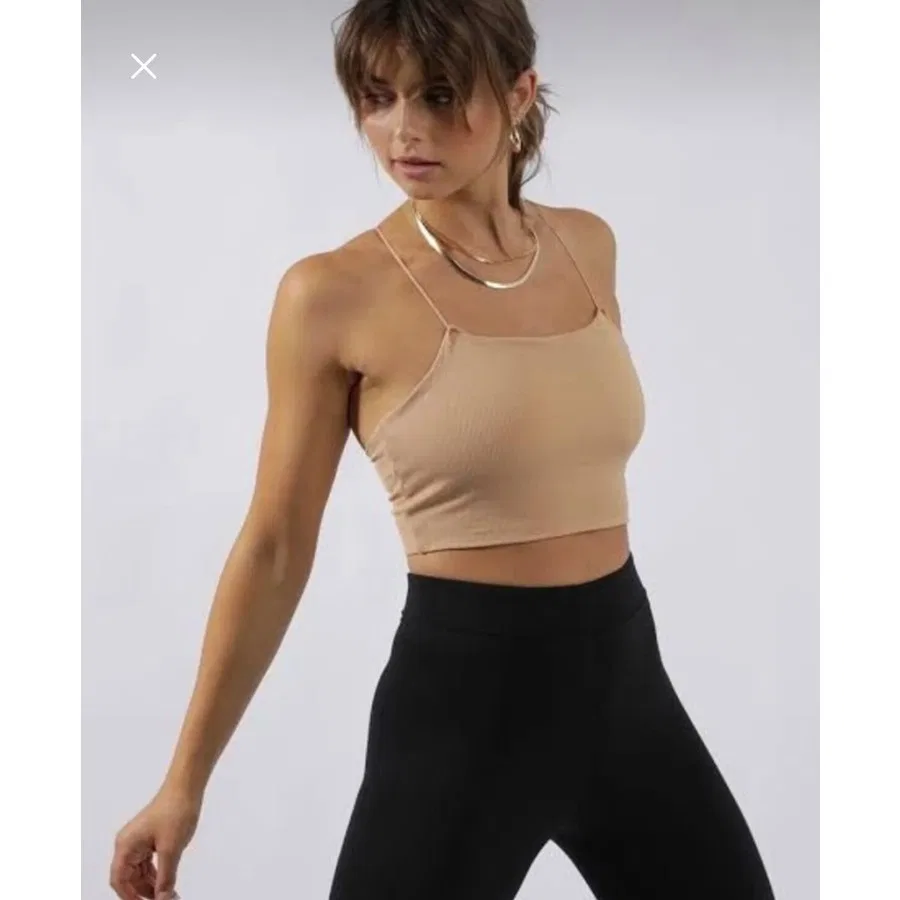 Женский топ-безрукавка Nike Yoga Luxe Strappy Cami, Бежевый — фото 3