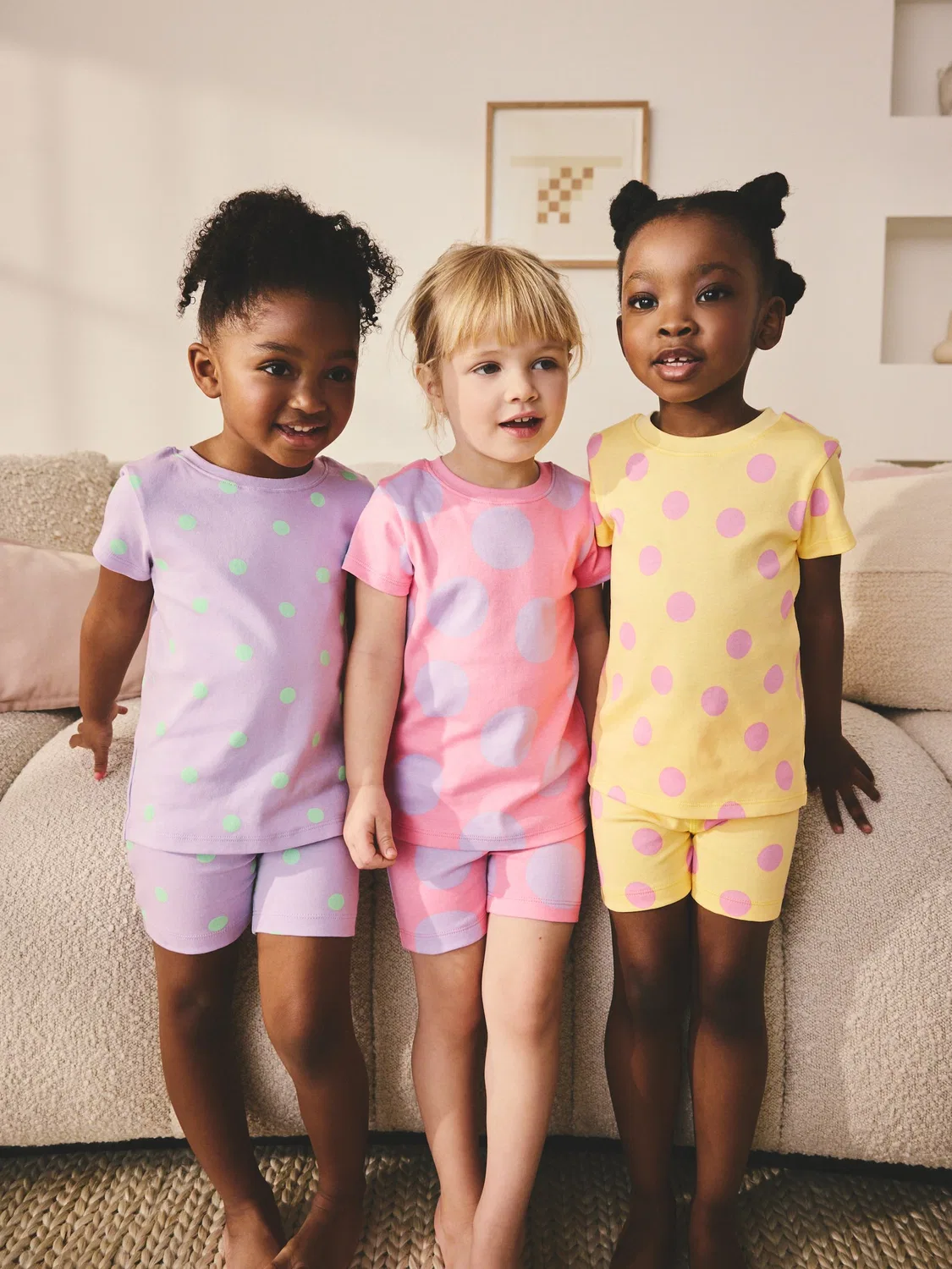 Пижама детская, короткая, 3 предмета, Pastel Polka Dot Next