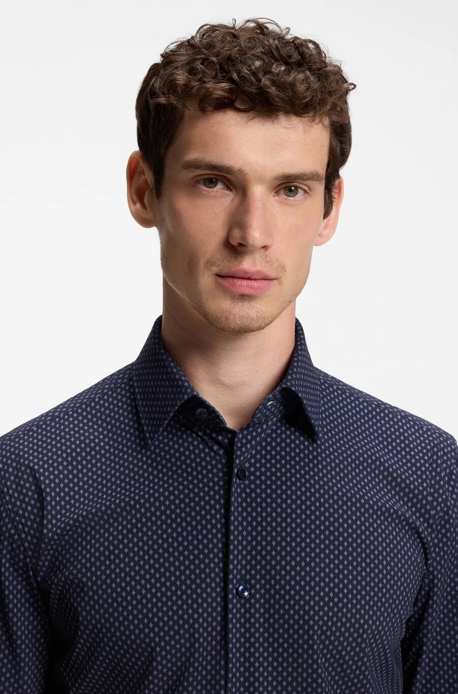Рубашка BOSS Slim fit Button Up Shirt 'Hank' темно-синего цвета — фото 3