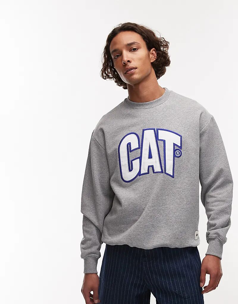 

Толстовка CAT WWR большого размера с вышитым логотипом серого цвета