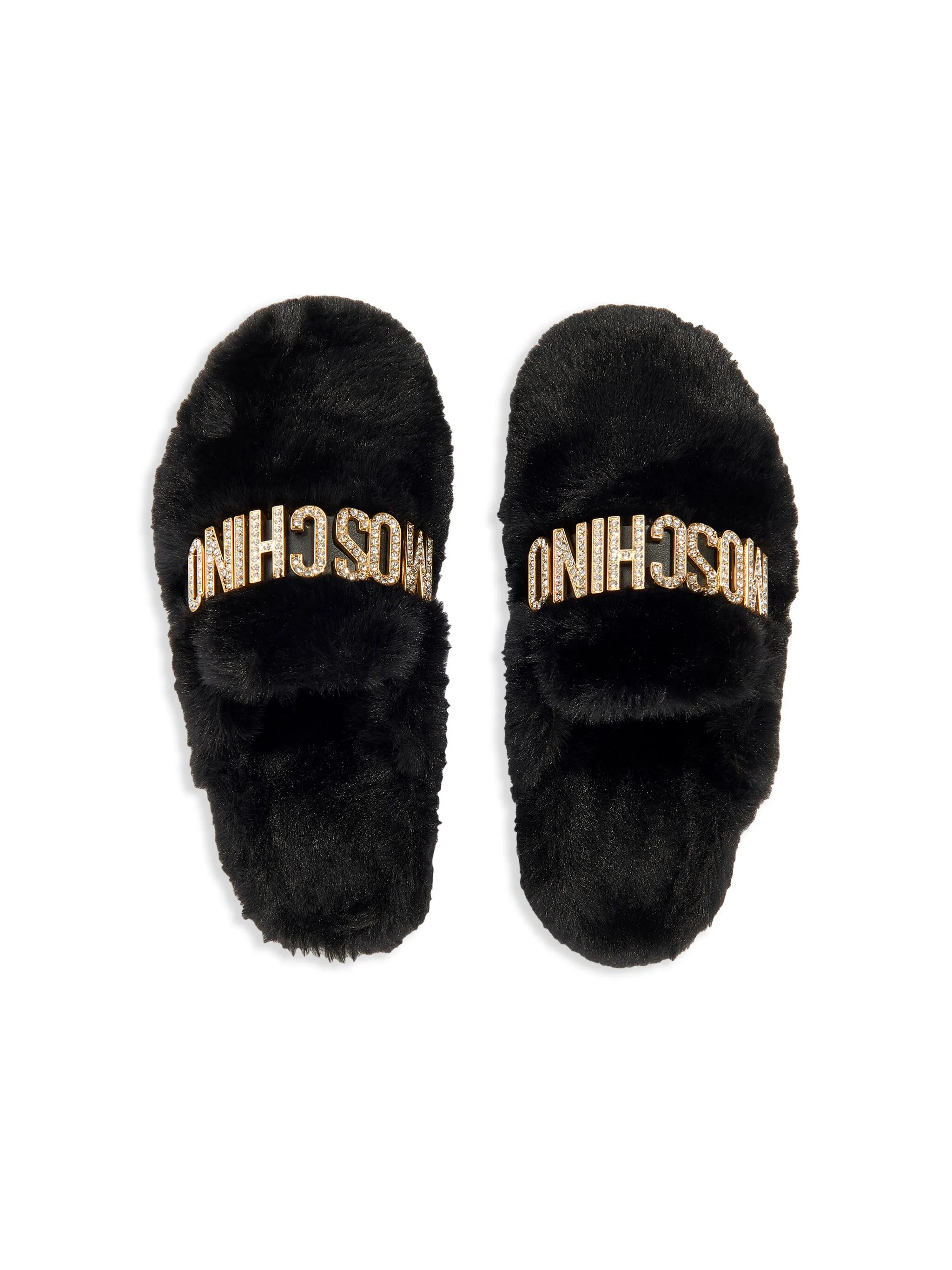 Слиперы из искусственного меха с логотипом Moschino Kids, черный — фото 3