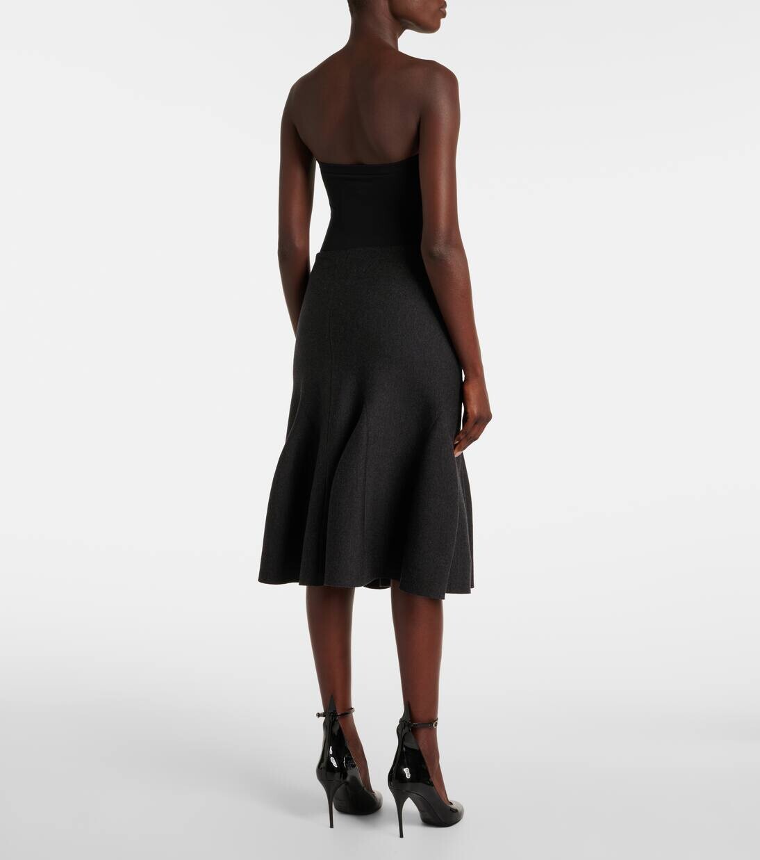 Юбка миди из смесовой шерсти Alaïa, цвет ebene — фото 3