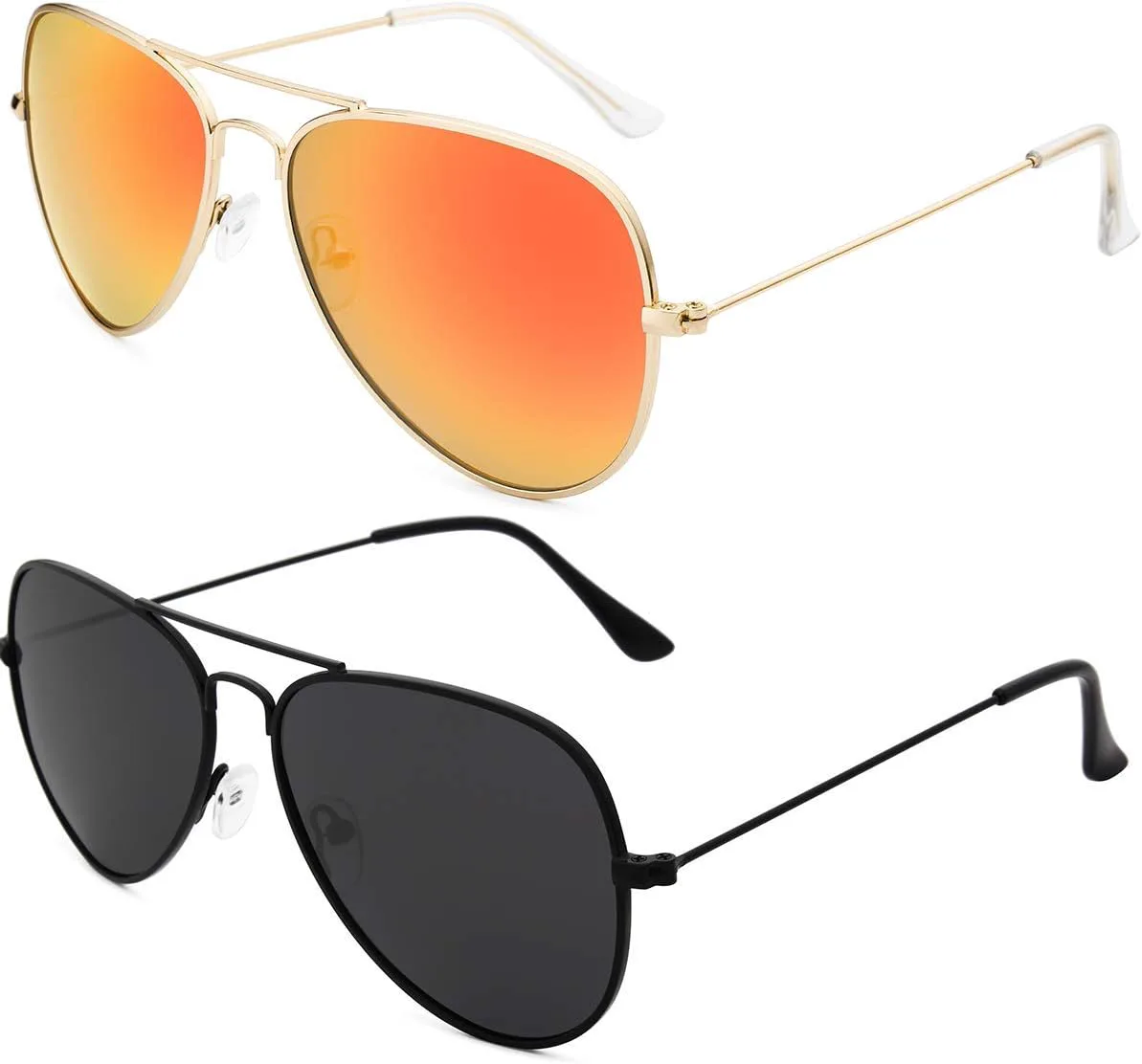 

Солнцезащитные очки Livho для мужчин и женщин, авиаторские, поляризованные, с металлическими зеркальными линзами, защита от УФ-излучения UV 400, Black Grey+golden Red