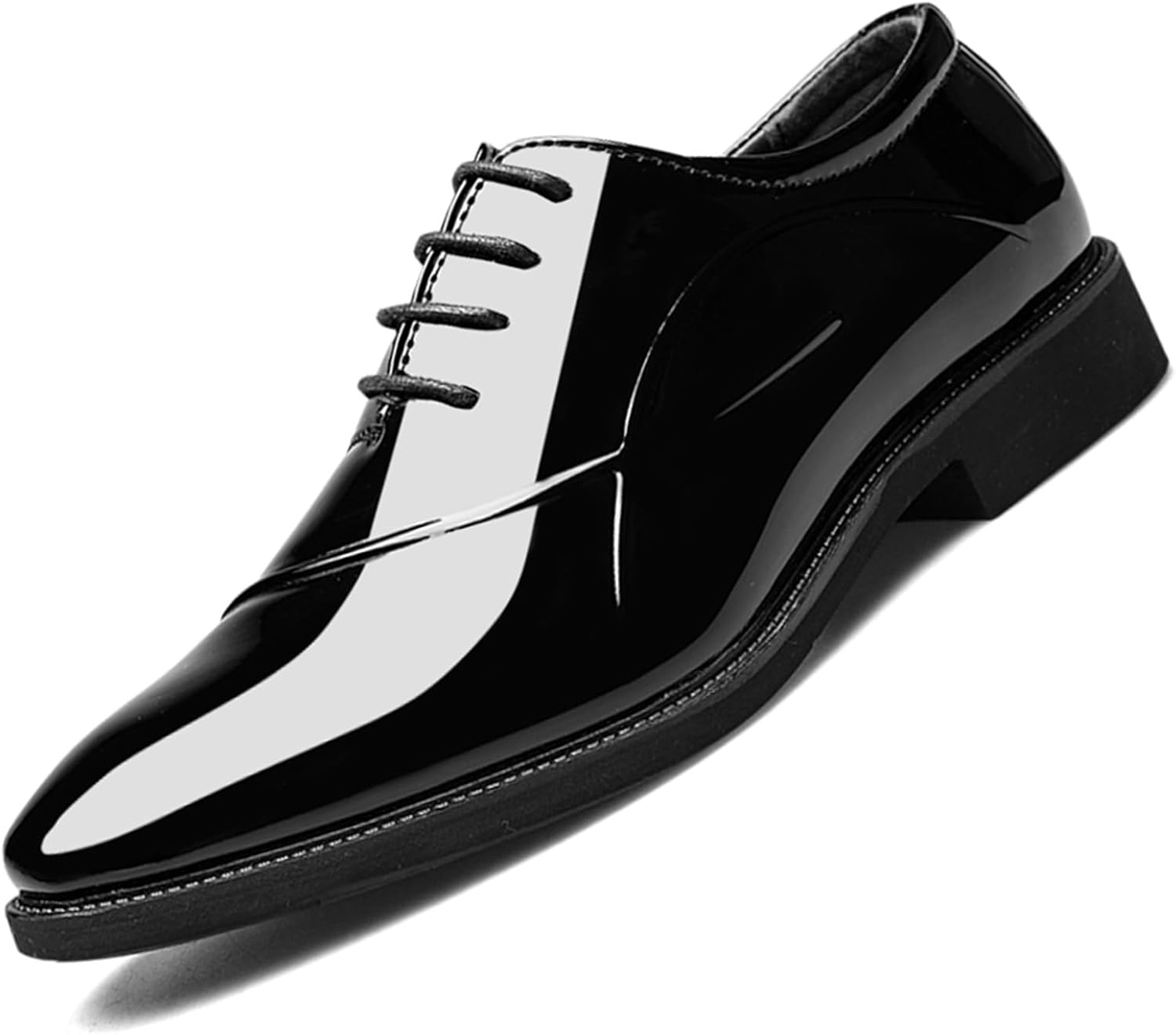 

Мужские модные туфли-оксфорды из лаковой кожи с высоким блеском, легкие дерби, формальные туфли на шнуровке Rougono, черный