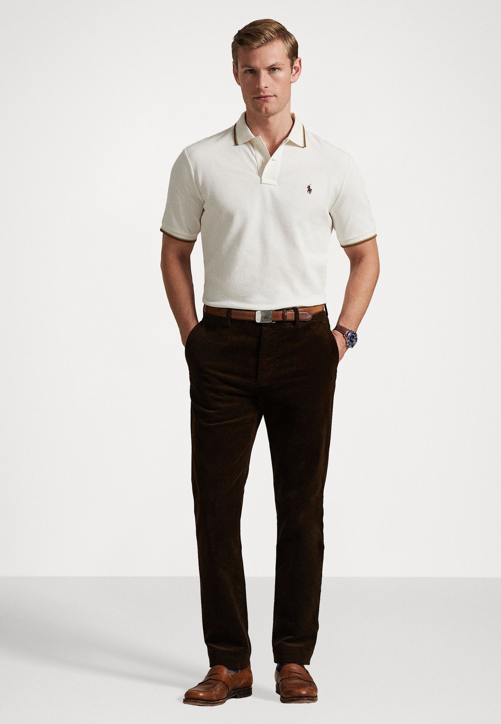 Поло CUSTOM SLIM FIT MESH POLO SHIRT Polo Ralph Lauren, слоновая кость — фото 2