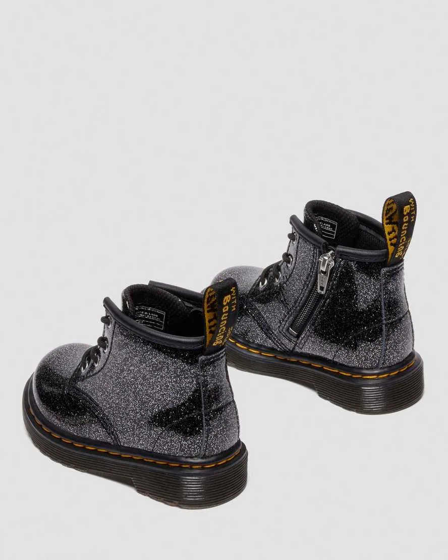 Детские лакированные ботинки 1460 с блестками Dr Martens, черный — фото 4