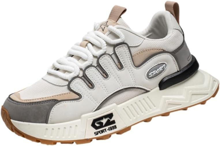 

Мужские спортивные кроссовки - сетка дышащая, удобная и легкая, с повседневной шнуровкой, подходят для ежедневной носки на улице Fusecottc, бежевый