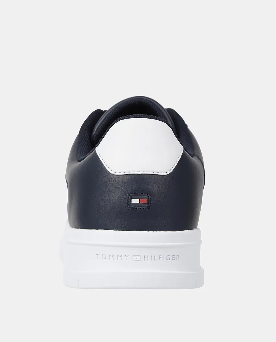 Мужские низкие кожаные кеды с боковым брендингом Tommy Hilfiger, темно-синий — фото 3