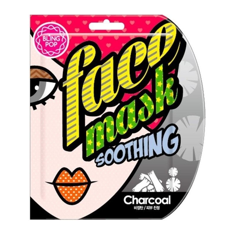 

Bling Pop, Soothing Face Mask, успокаивающая угольная тканевая маска, 20 мл