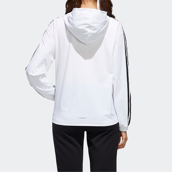 Ветровки neo w esntl 3s wb спортивная куртка с капюшоном белая Adidas, белый — фото 3