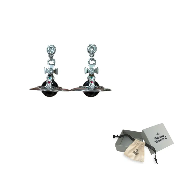 

Vivienne Westwood Крошечные серьги-капли Tiny Orb для женщин, черные/серебристые