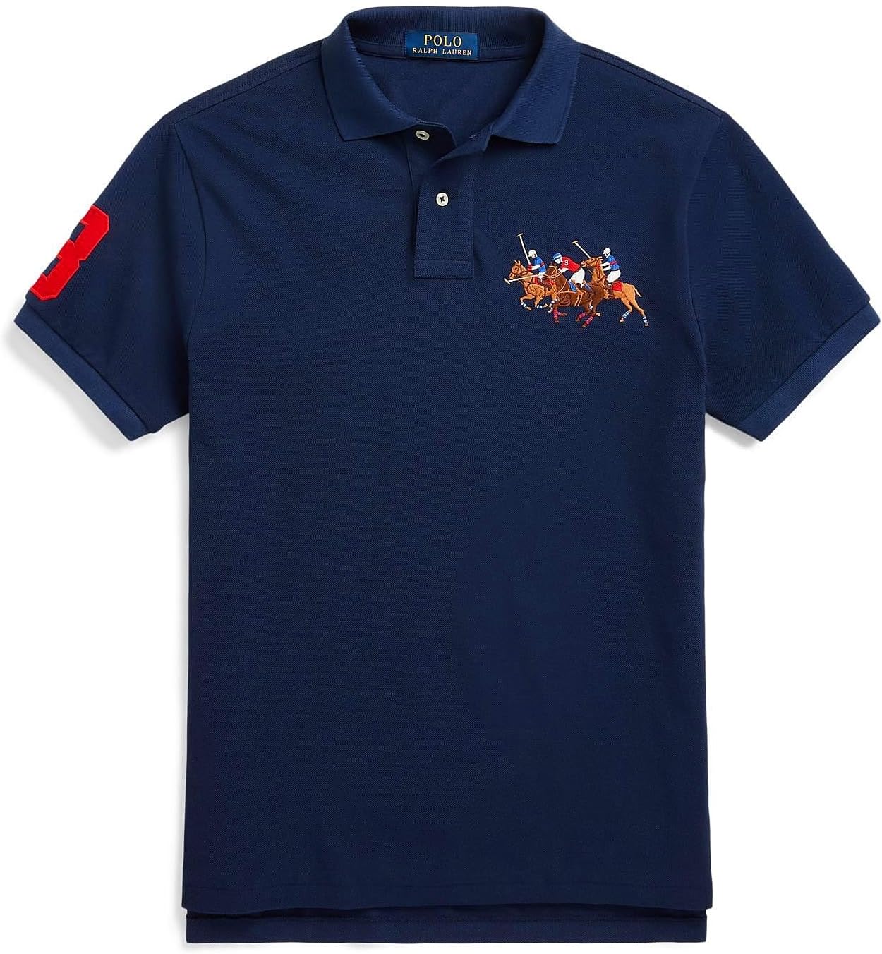 

POLO RALPH LAUREN Мужская поло Custom Slim Fit Mesh Triple Pony, Navy, Синий, POLO RALPH LAUREN Мужская поло Custom Slim Fit Mesh Triple Pony, Navy