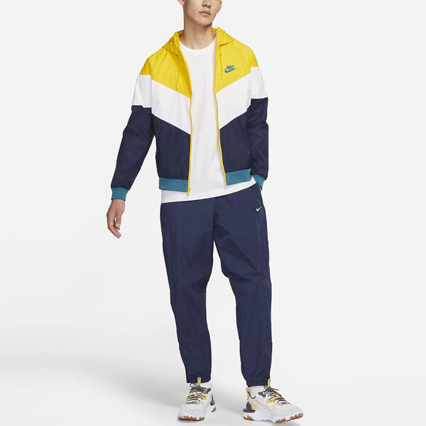 Куртка Nike Sportswear Windrunner Colorblock Casual hooded track Jacket Yellow, желтый — фото 3