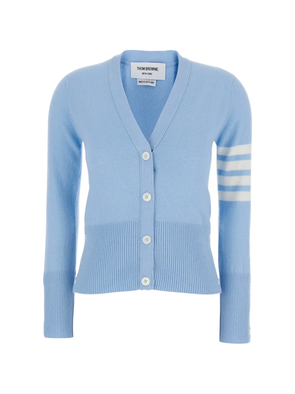 

Кардиган с V-образным вырезом и четырьмя полосками Thom Browne, синий