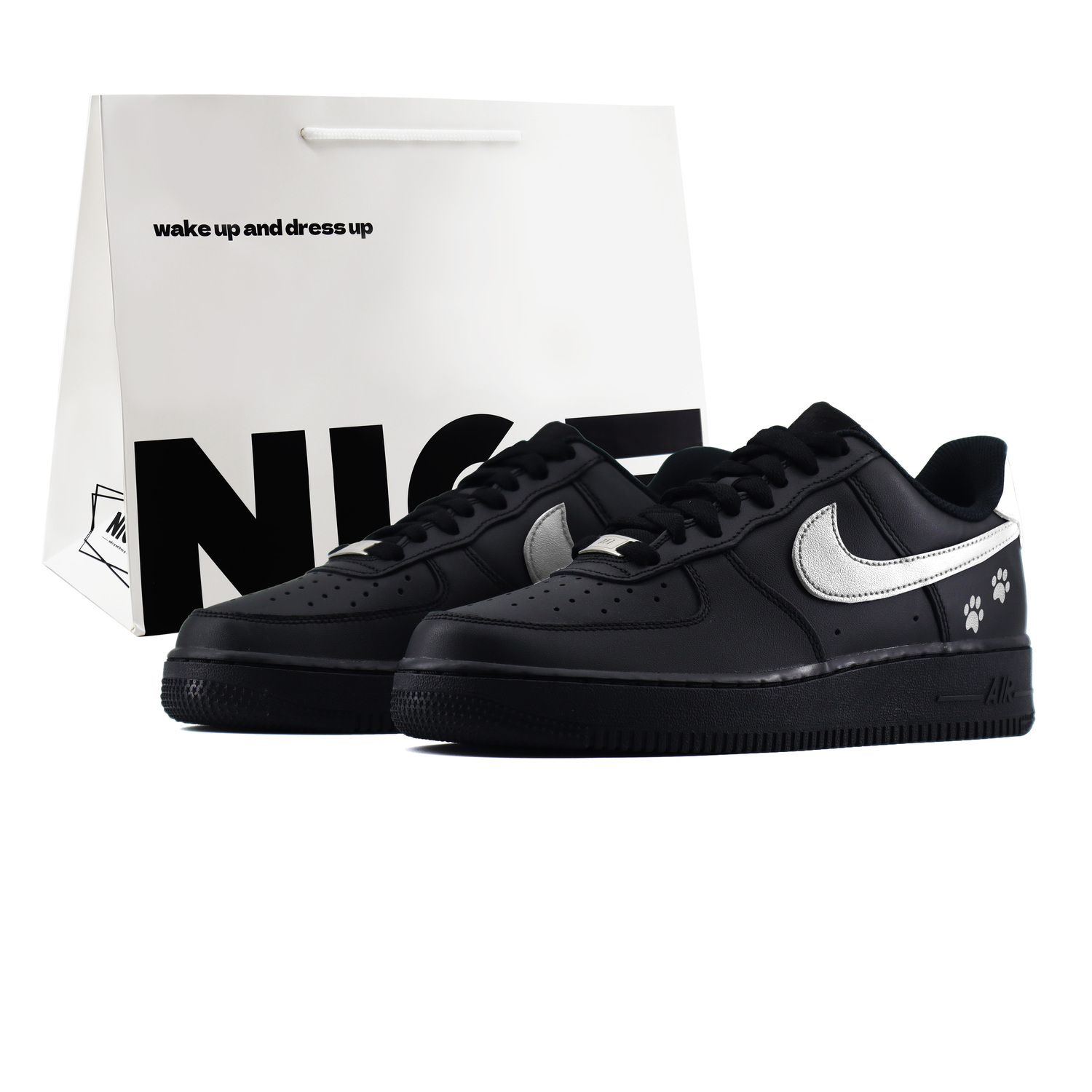 

Кроссовки для скейтбординга Air Force 1 Kids Nike, черный серебряный