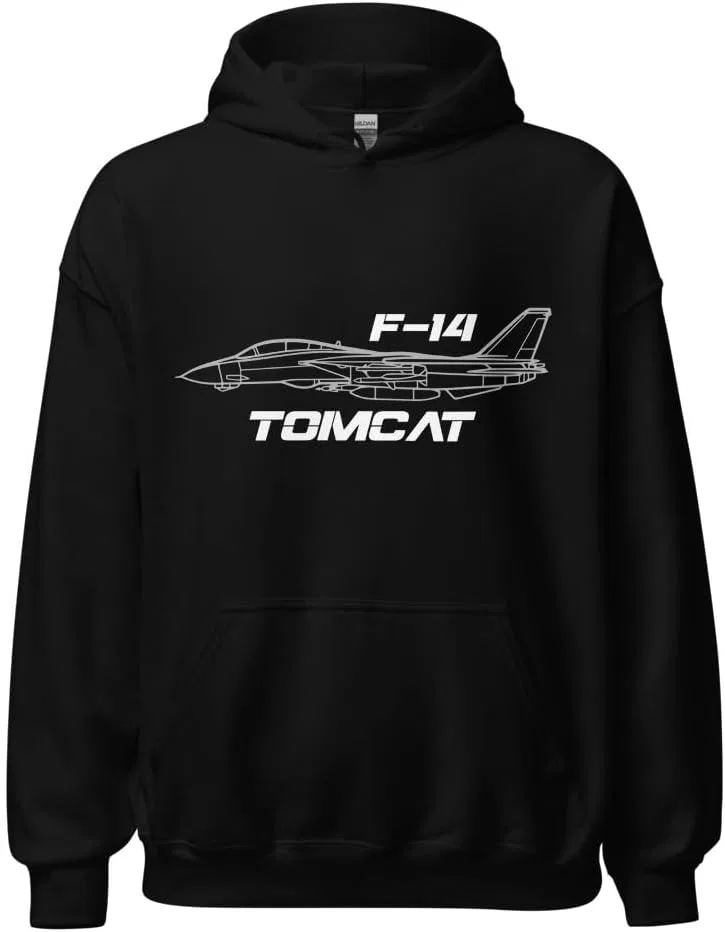 Типичная толстовка с изображением силуэта истребителя F-14, военного боевого самолета, для любителей авиации