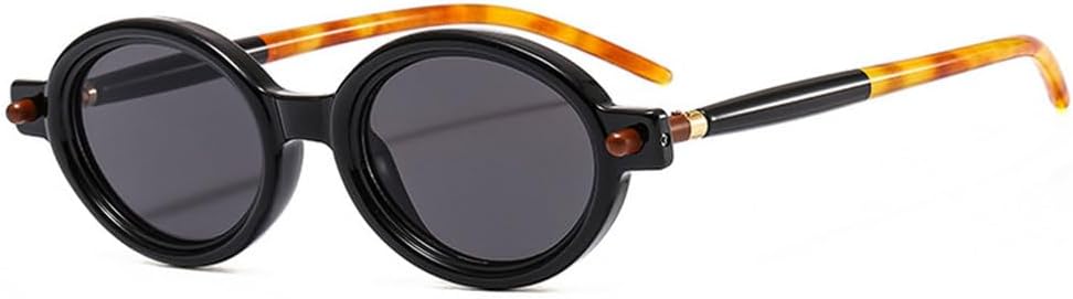 

Популярные модные солнцезащитные очки маленького овального размера для женщин в стиле ретро с прозрачными линзами цвета океана, для мужчин в стиле панк с заклепками, солнцезащитные очки UV400 TKKTLLT, Black Grey