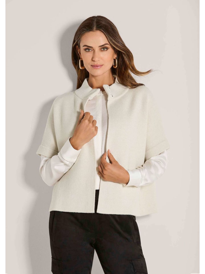 

MADELEINE Современный кардиган в стиле накидки жемчужно-белого/меланжевого цвета