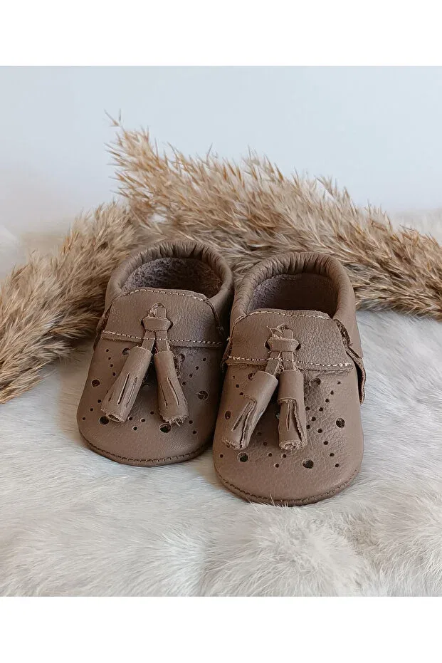 Детские мокасины для малышей из натуральной кожи Moccasin Hodore, Brown — фото 4