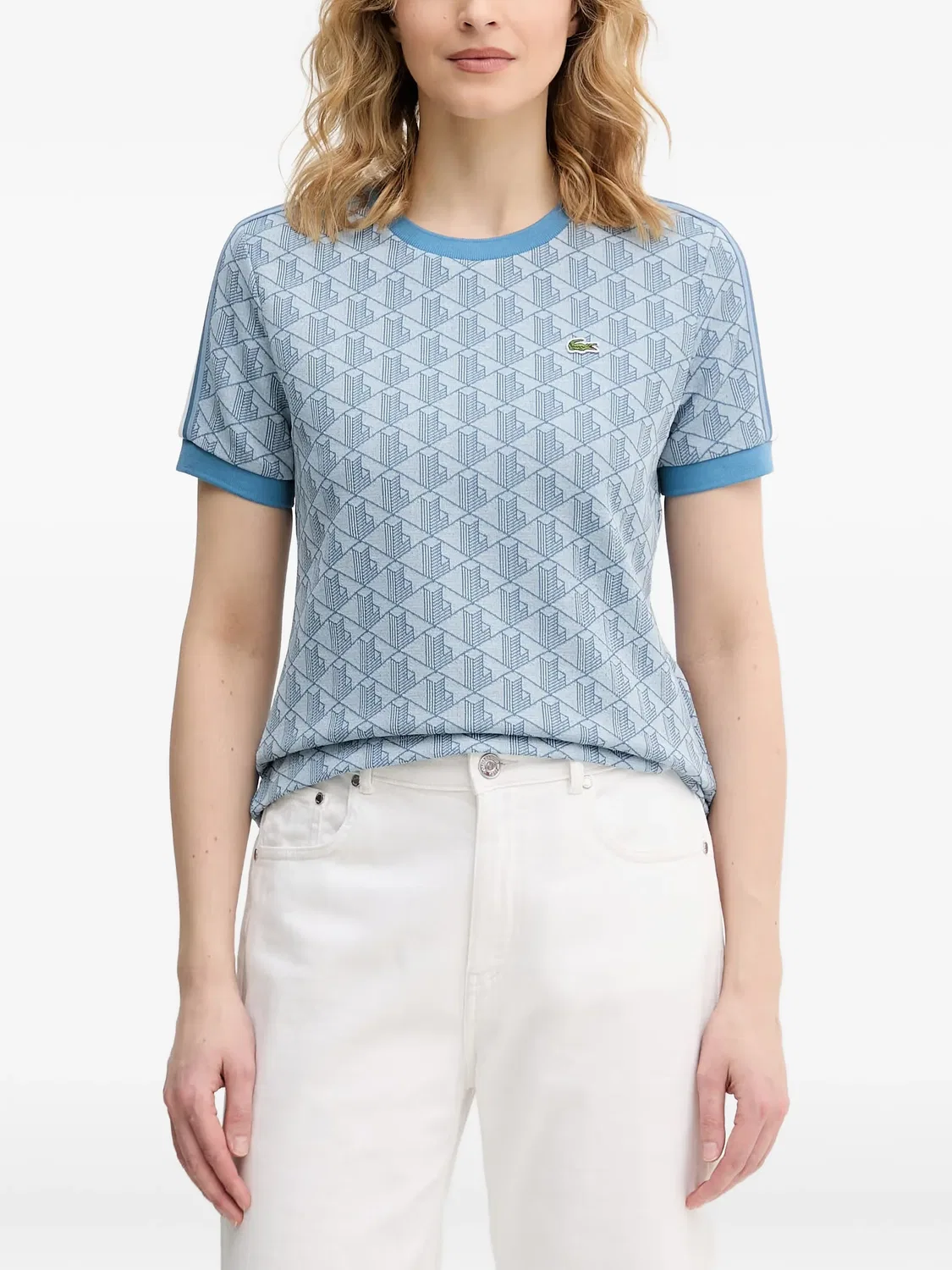 Футболка синяя с монограммой Lacoste, синий