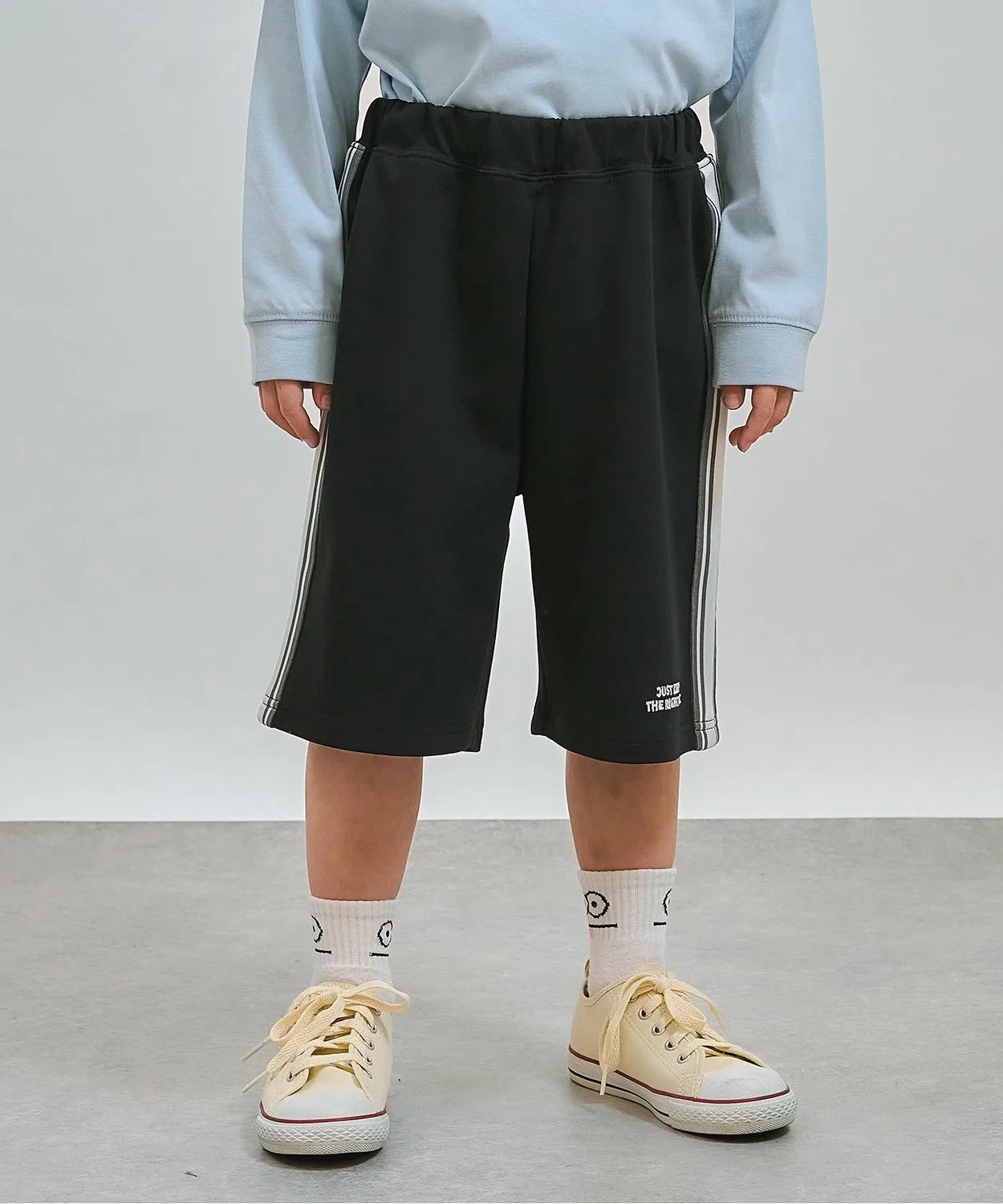 Детские шорты с боковыми лампасами, модель Side Line Half Pants, b・ROOM, Black