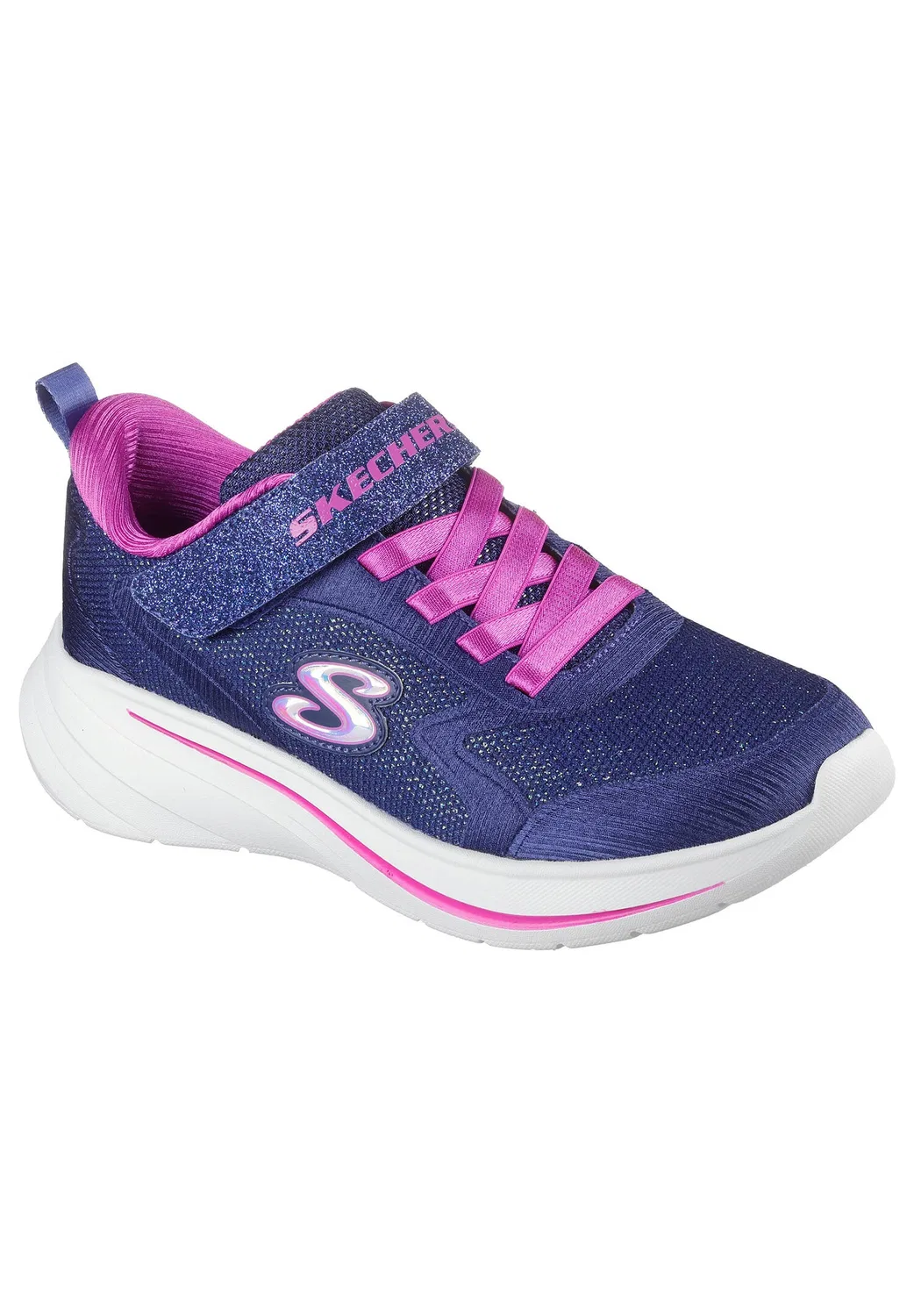 Детские кроссовки с блестящим верхом из сетки Wave 92 Skechers, Dunkelblau / Weiss
