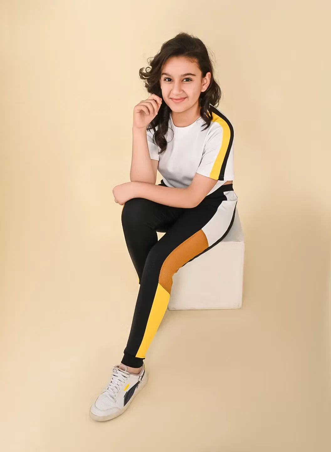 Комплект одежды для девочек с принтом, модель Black girls wear clothing set, Lilpicks, белый