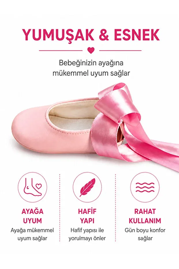 Детские балетки для девочек с кружевным верхом Kindo Baby Baby&Kıds, Pink — фото 3