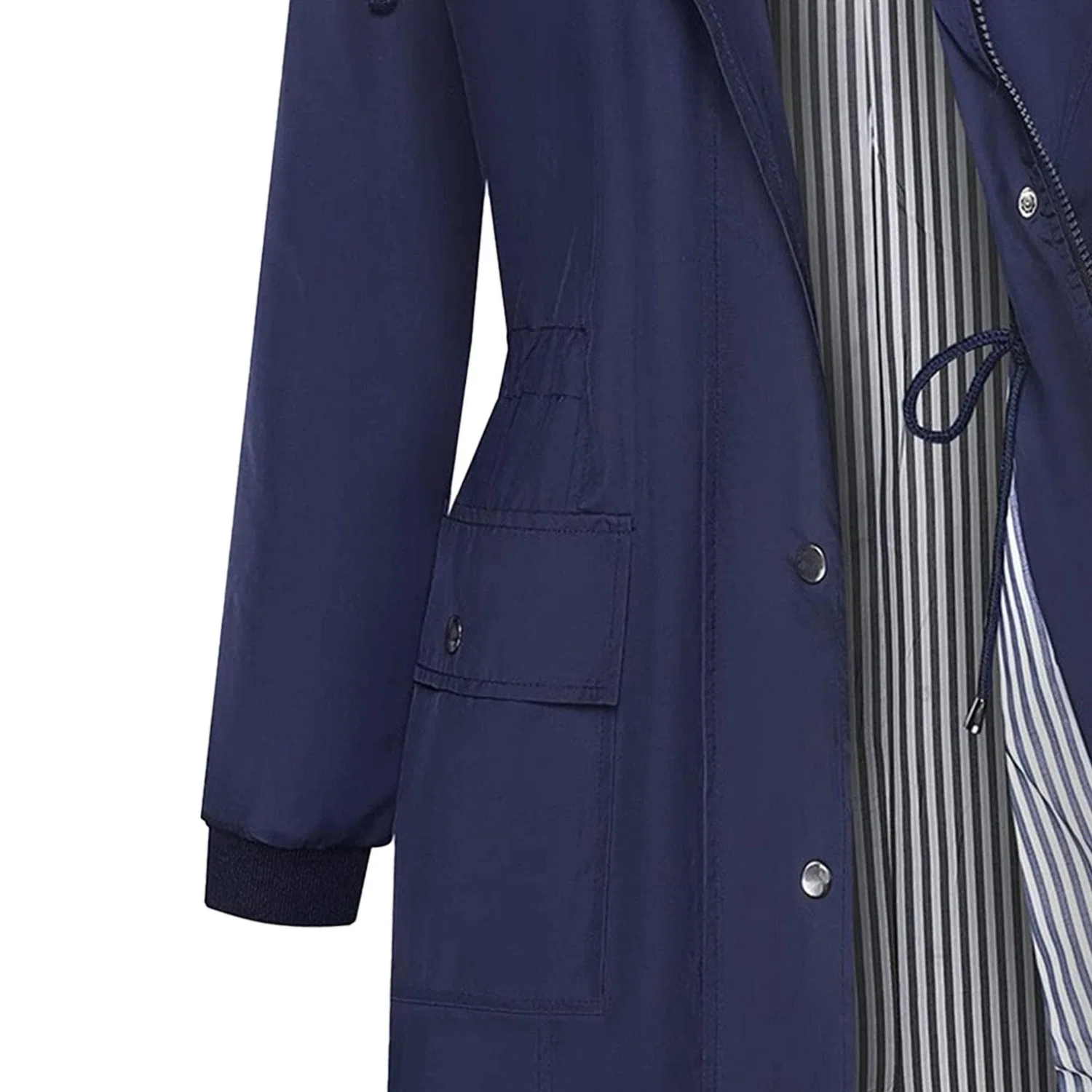 Женский длинный дождевик с капюшоном для треккинга, Blu navy — фото 4