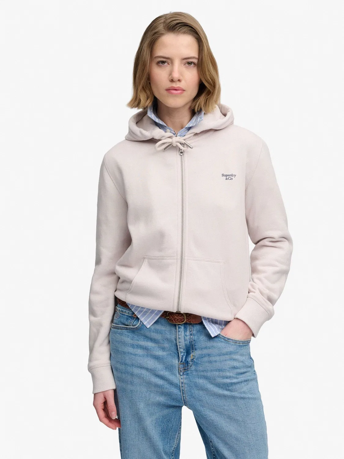 Серый худи на молнии с логотипом Superdry — фото 3