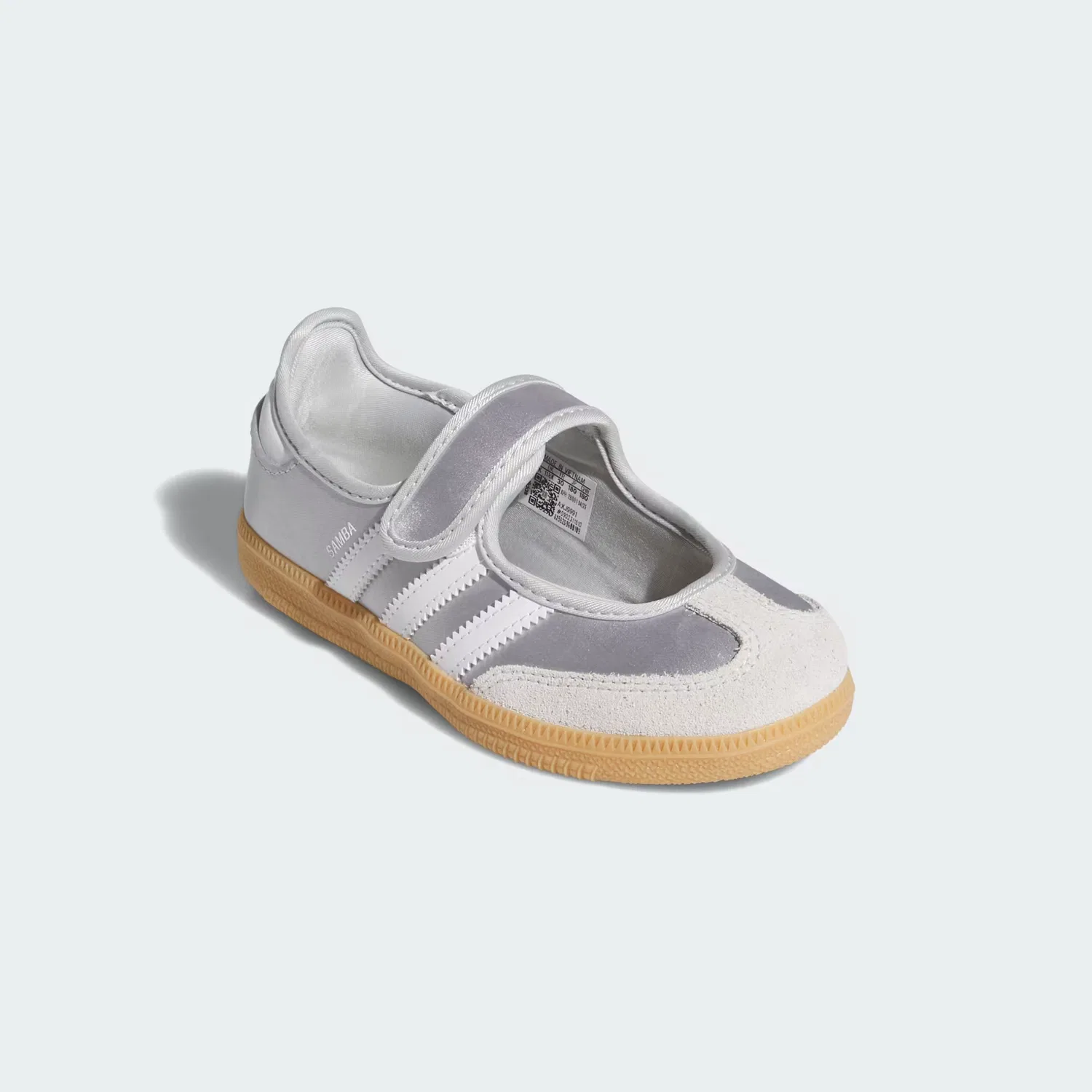 Детские кроссовки на липучках Samba Jane Adidas Originals, серебристый металлик/белый/гум — фото 4