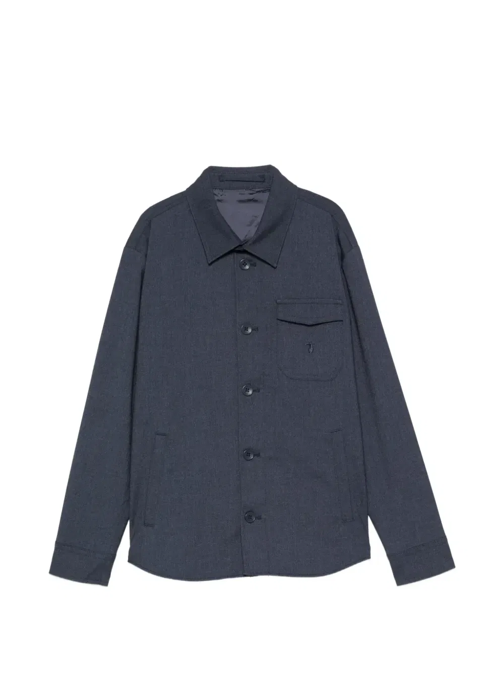 Рубашка с нагрудным карманом и вышитым логотипом Trussardi Junior, синий