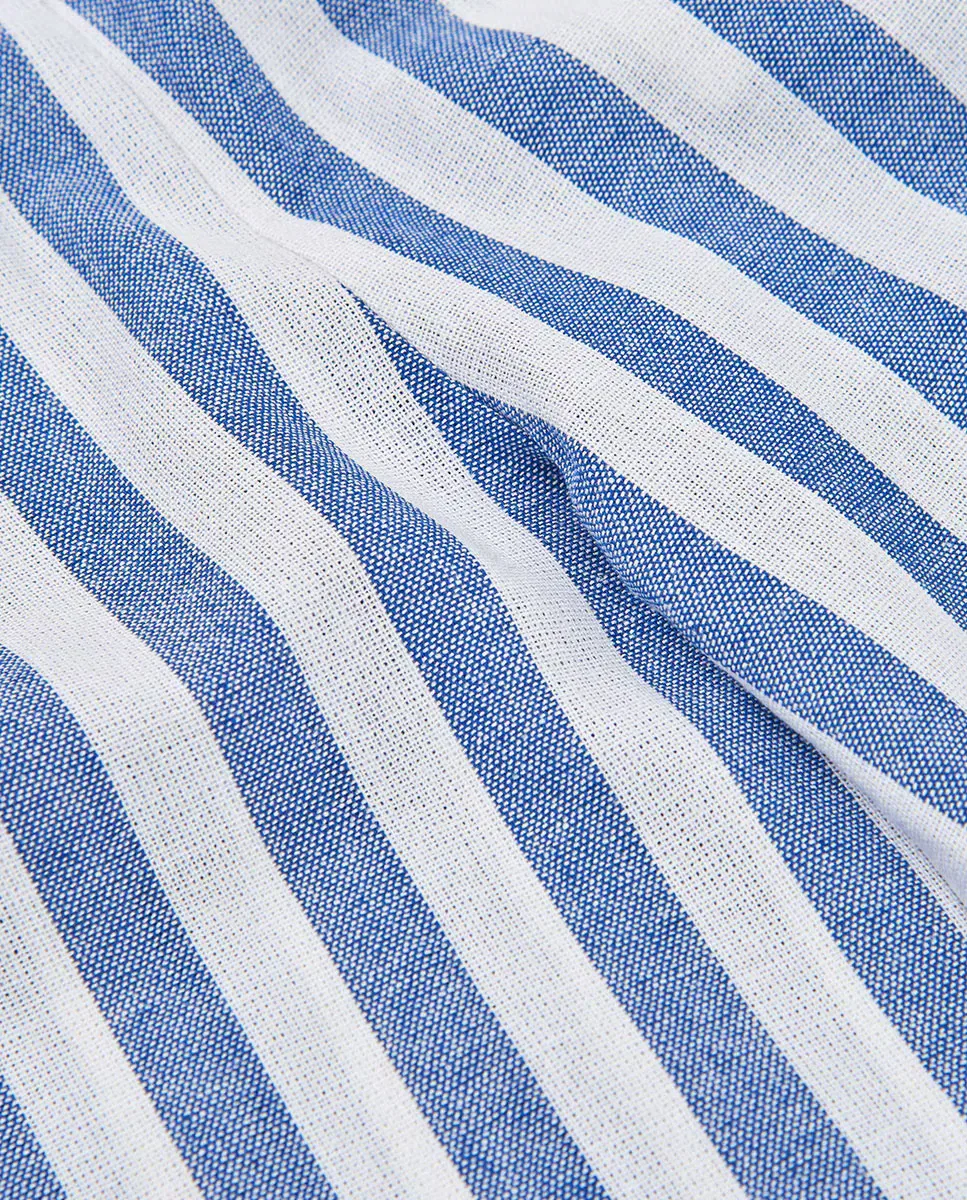 Детские брюки для девочек из вискозы Pantalón lino listado de niña Boboli, Azul Claro — фото 4