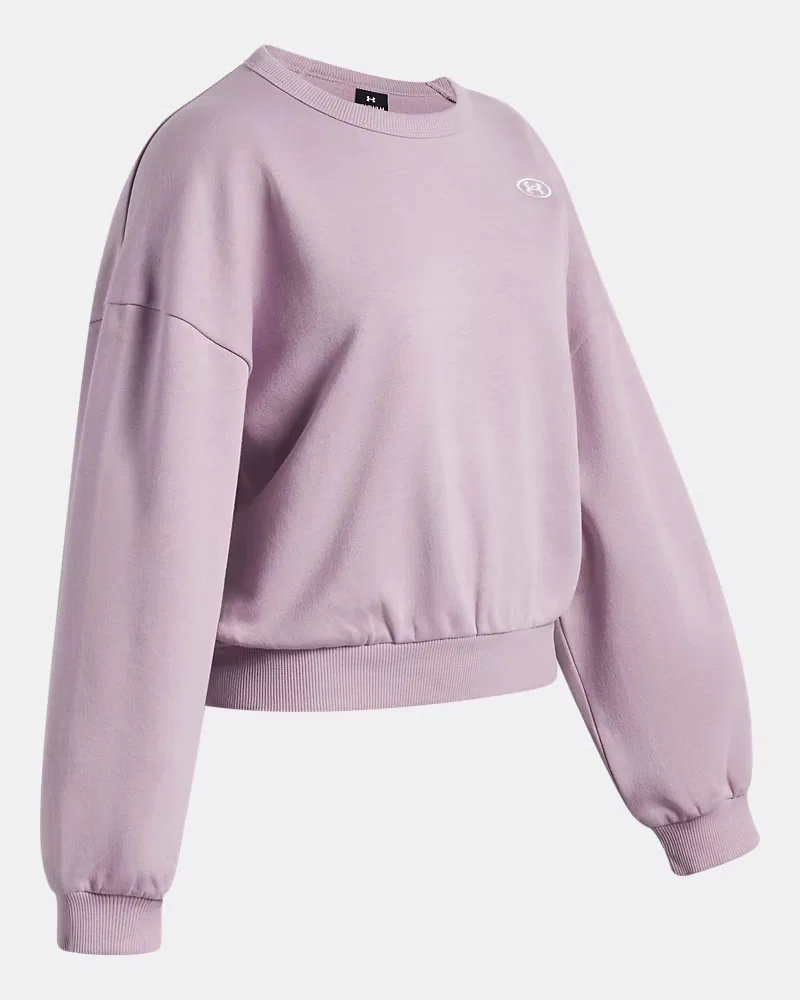 Свитшот оверсайз с начесом UA Rival Fleece UnderArmour, Mauve Pink/White — фото 3
