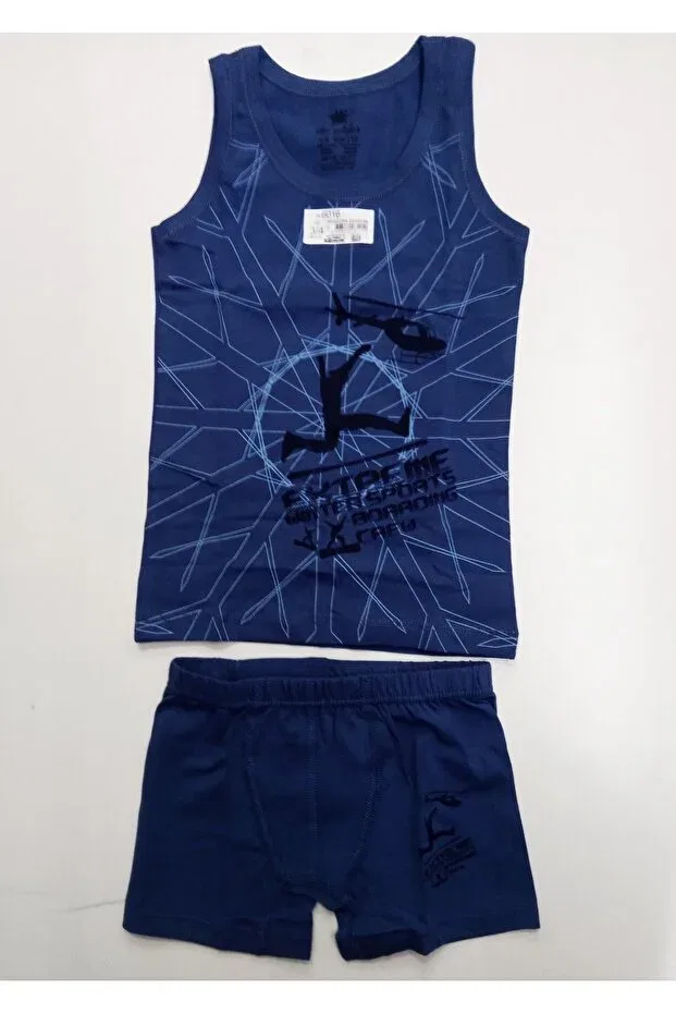 Детский комплект нижнего белья для мальчиков с принтом Boxer Shorts Iki Yıldız, Navy Blue